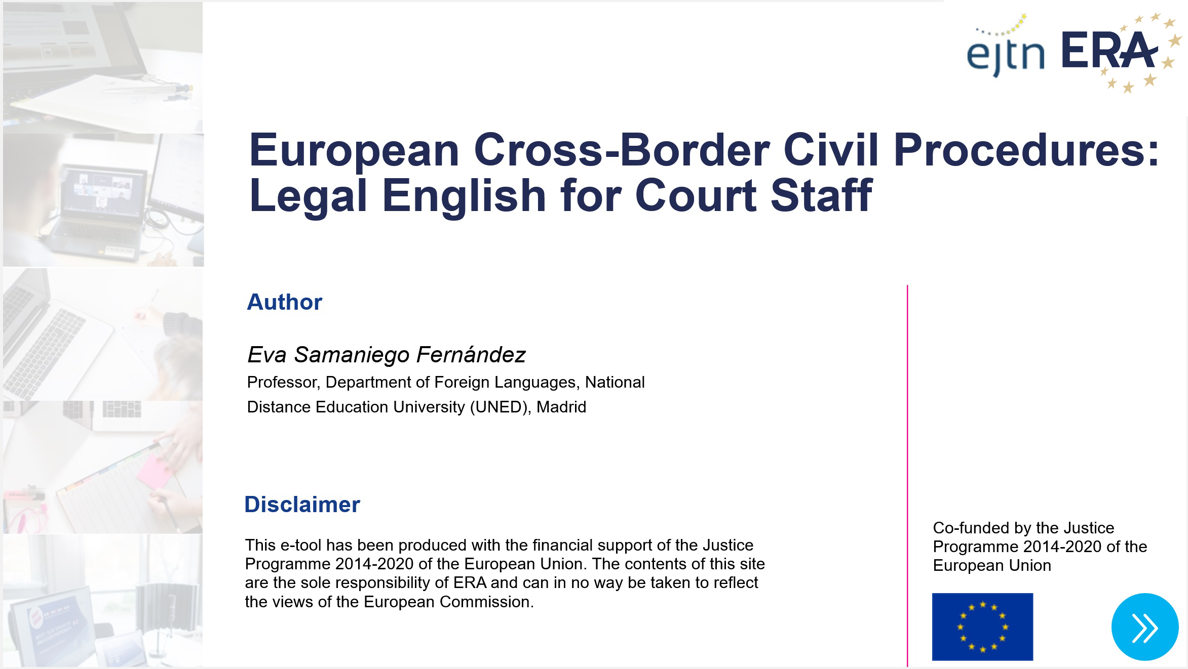 e-Tool on European Cross-border Civil Procedures: Legal English for Court Staff