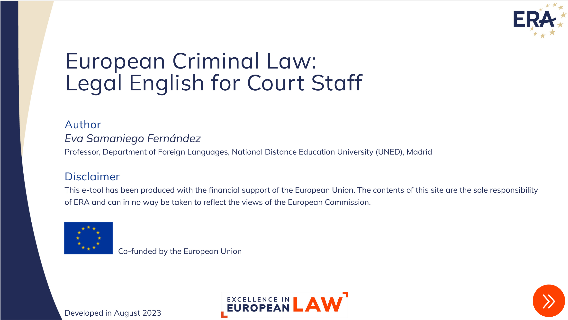 e-Tool on European Criminal Law: Legal English for Court Staff